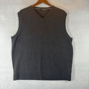 Murano Luxury Italian Yarn Brown Sweater Vest Knit 100% Merino Wool Men's Sz XL